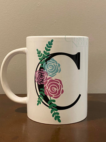 Custom Floral Monogram Initial Mug