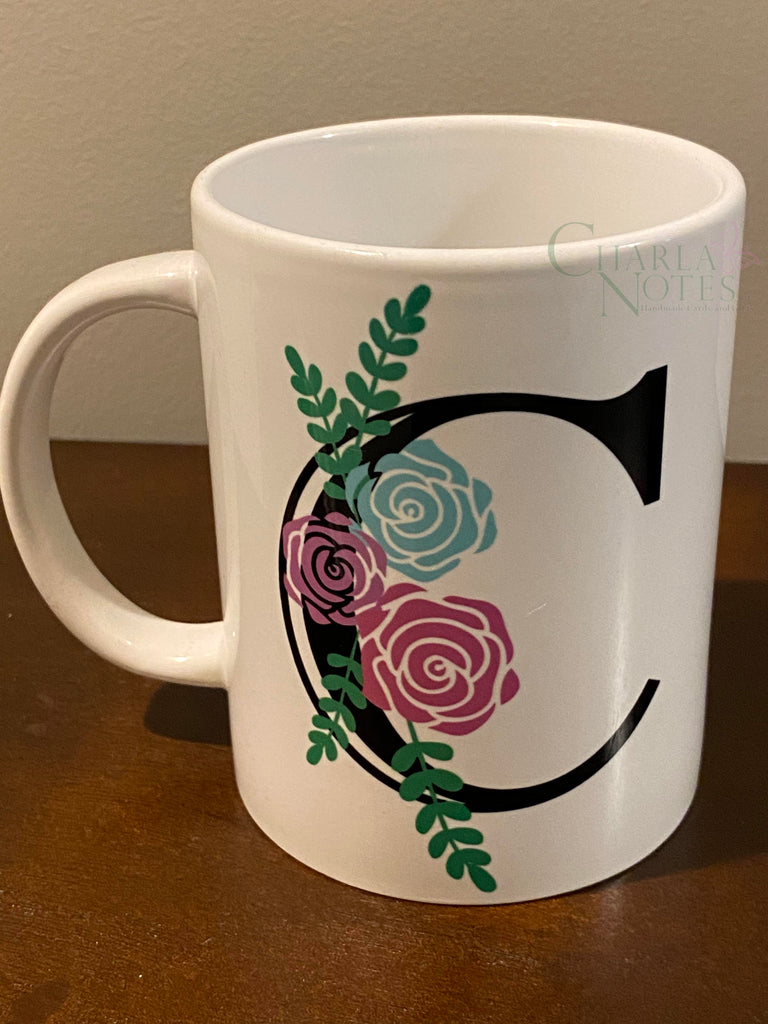 Custom Floral Monogram Initial Mug – CharlaNotes