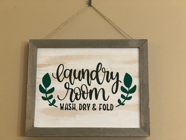 Laundry Room Sign - Wash, Dry, and Fold Customizable