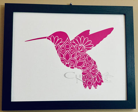 Hummingbird Mandala Framed Canvas