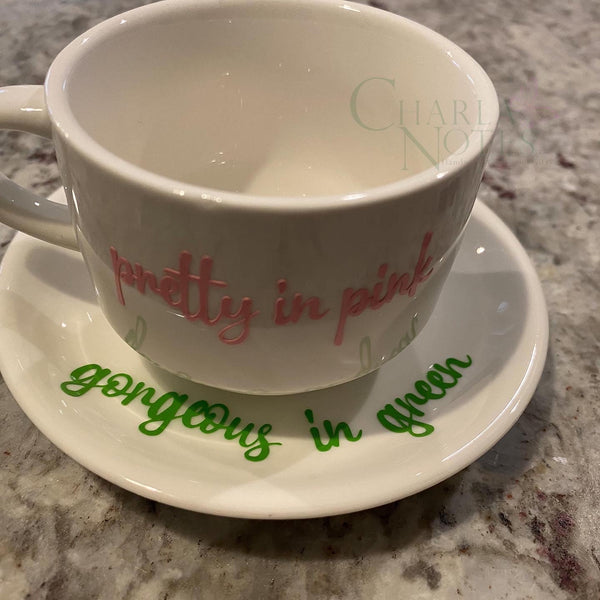 Personalized Pretty Espresso Cup and Saucer Set